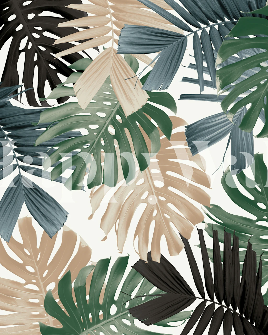 Tropical Monstera Jungle Leaves wallpaper in room