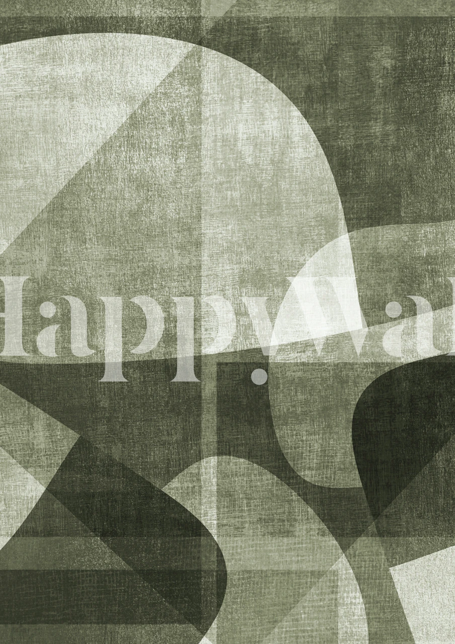 Muted Sage Geometric Blocks behang in een kamer