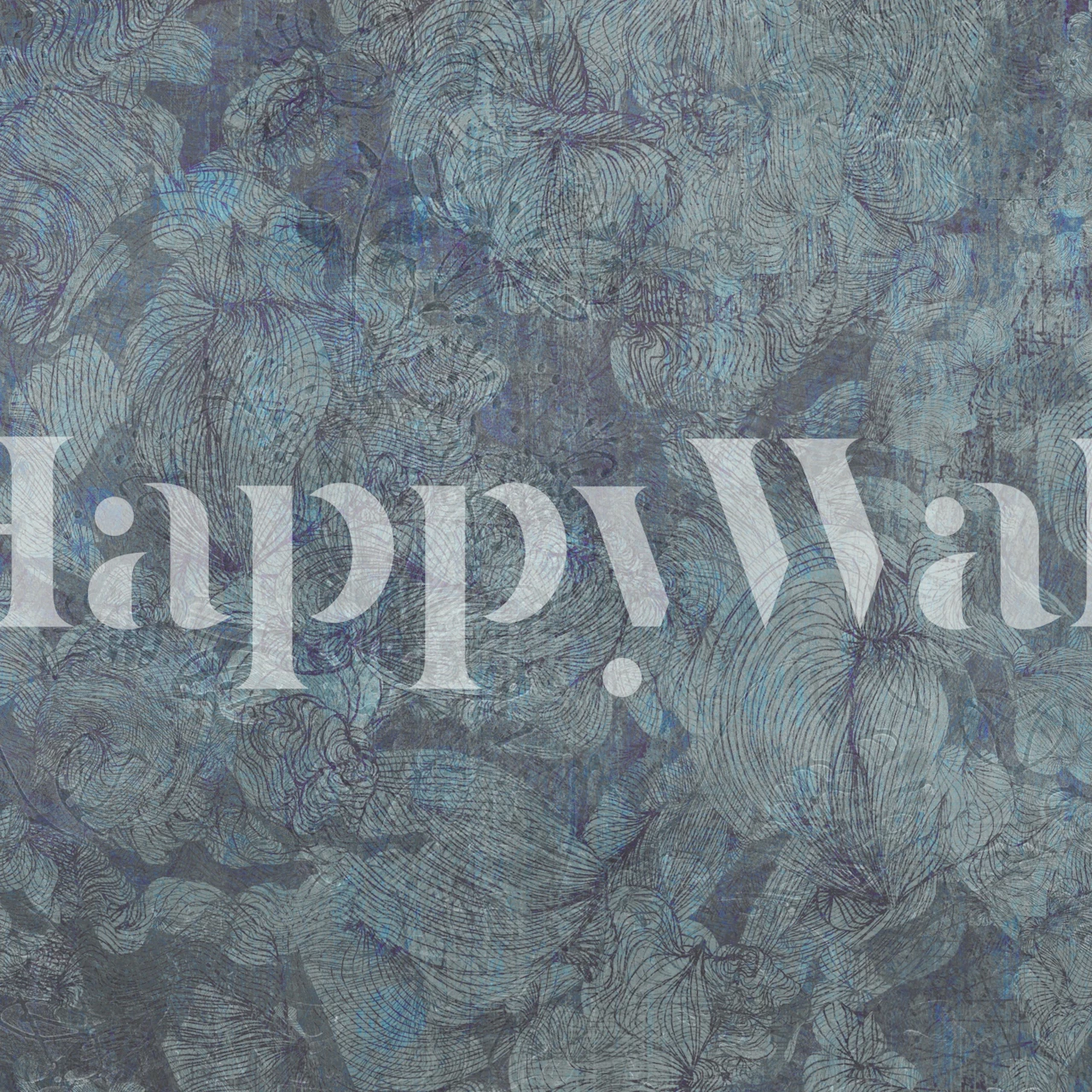 Midnight Blue Floral Sketch wallpaper in a room