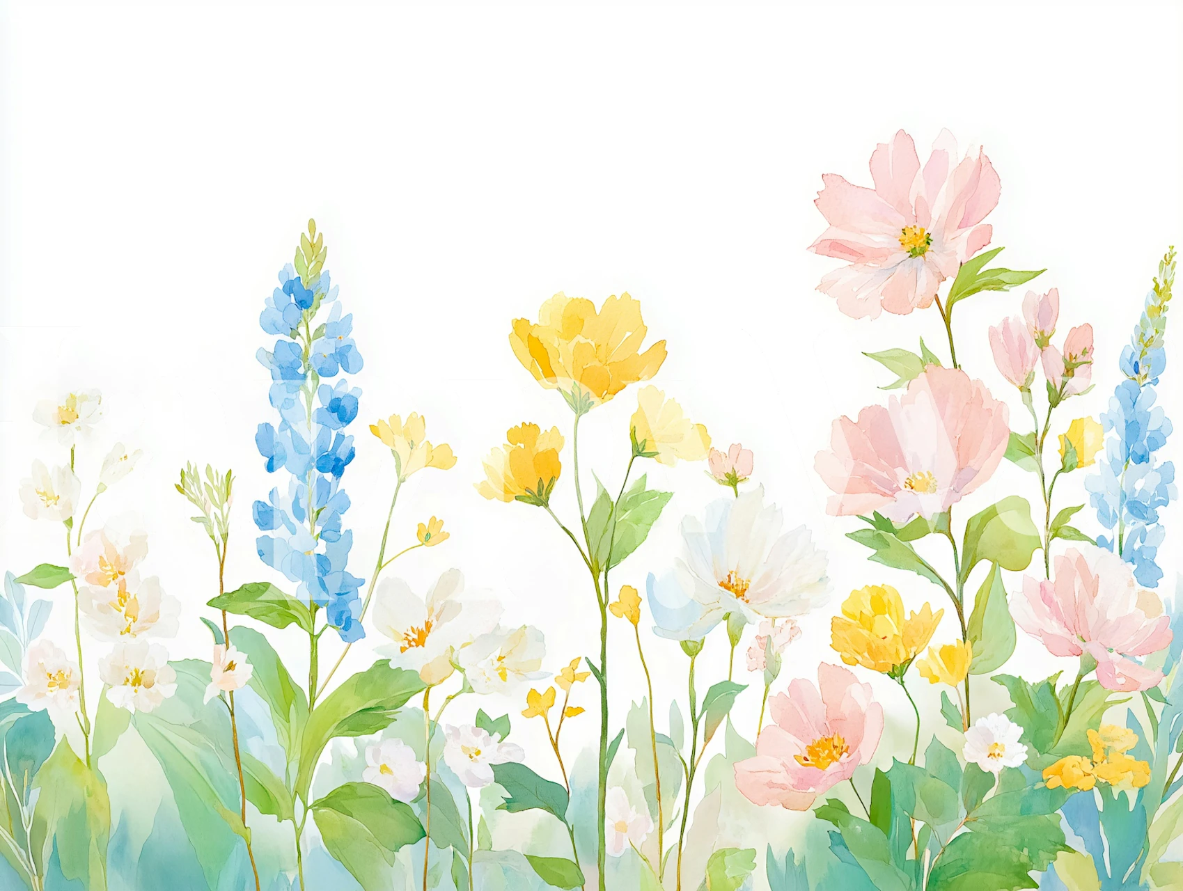 Watercolor Wildflower Meadow tapet i ett rum
