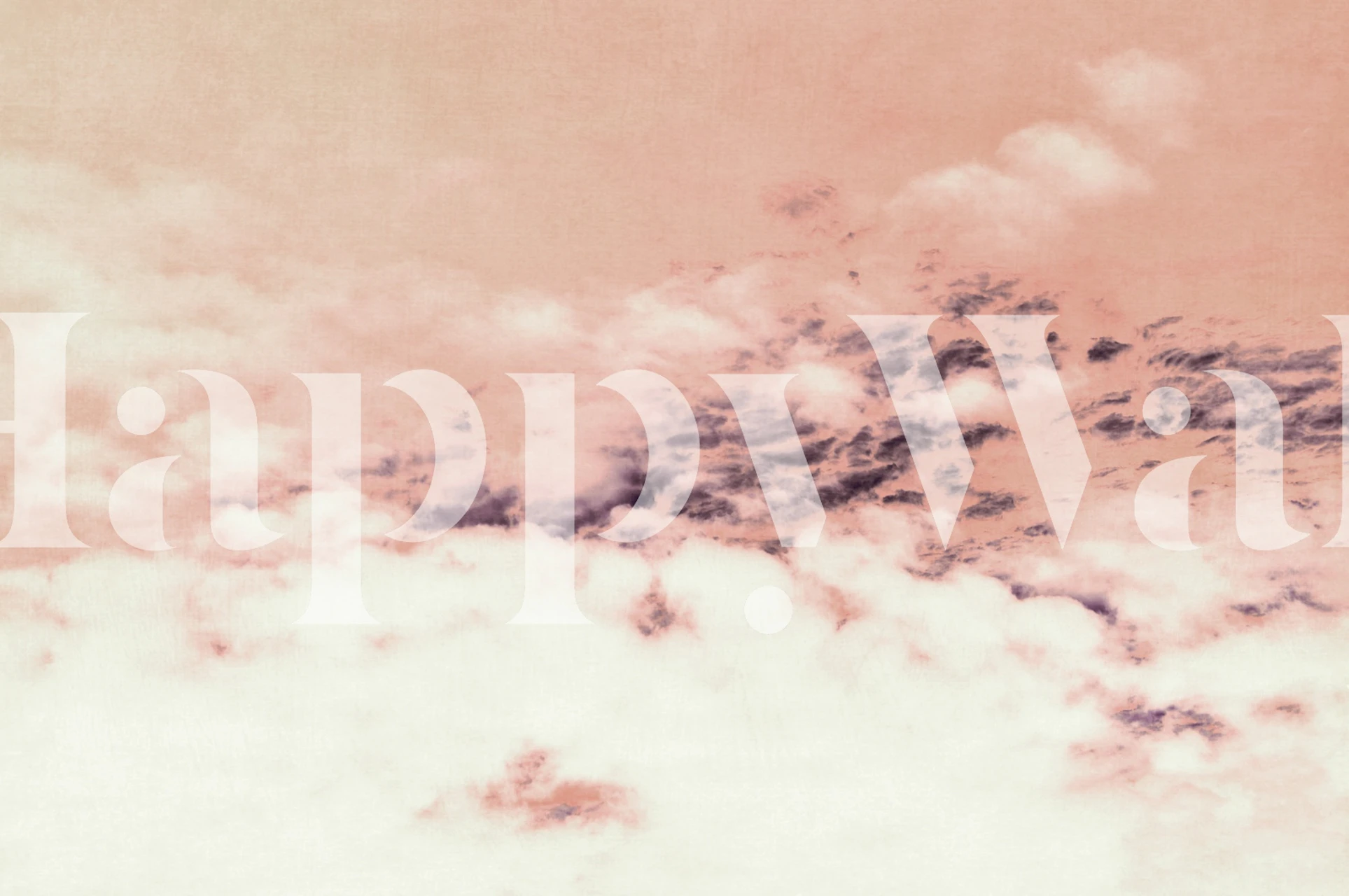 Soft cloudscape wallpaper in a room