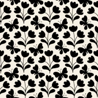 Wildflowers and butterflies block print wallpaper
