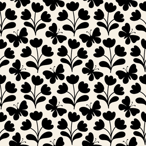 Wildflowers and butterflies block print