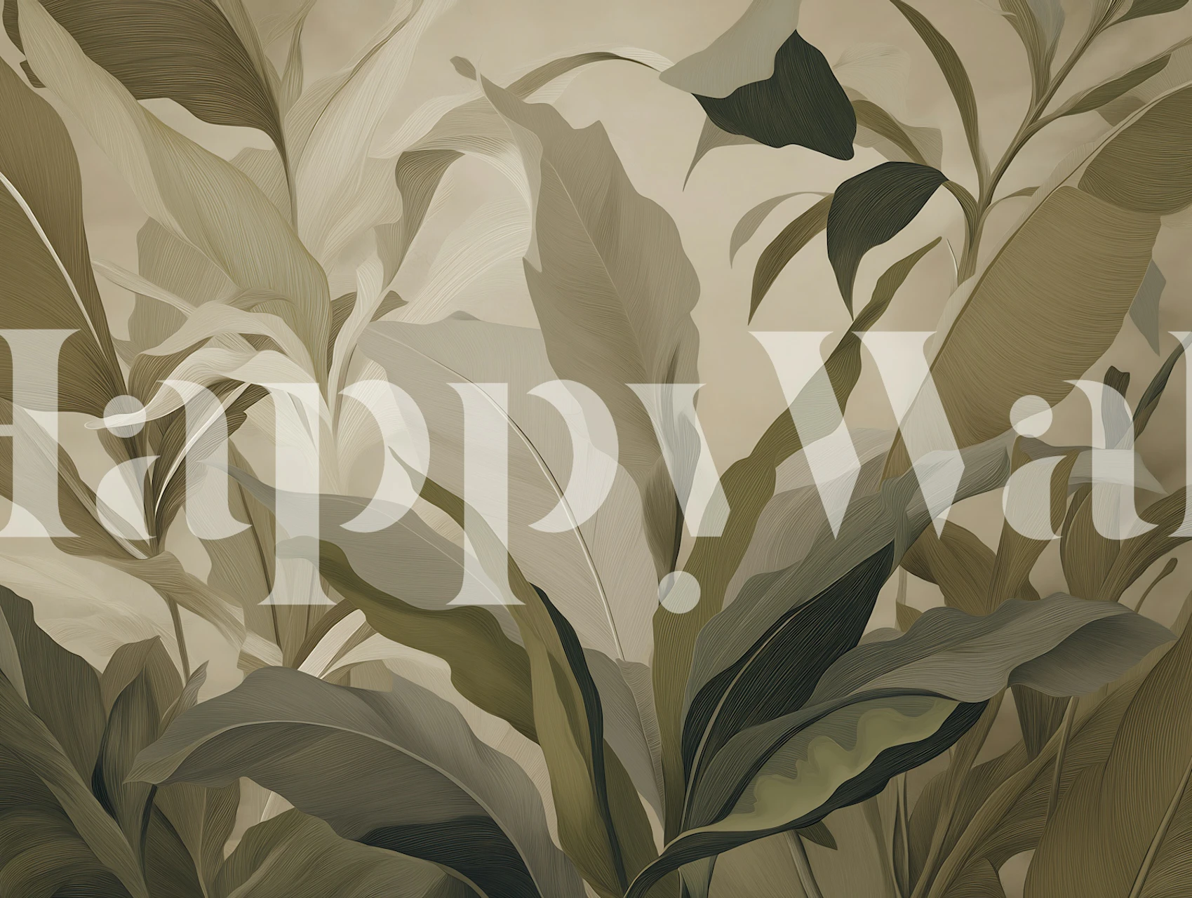 Sepia jungle foliage behang in een kamer