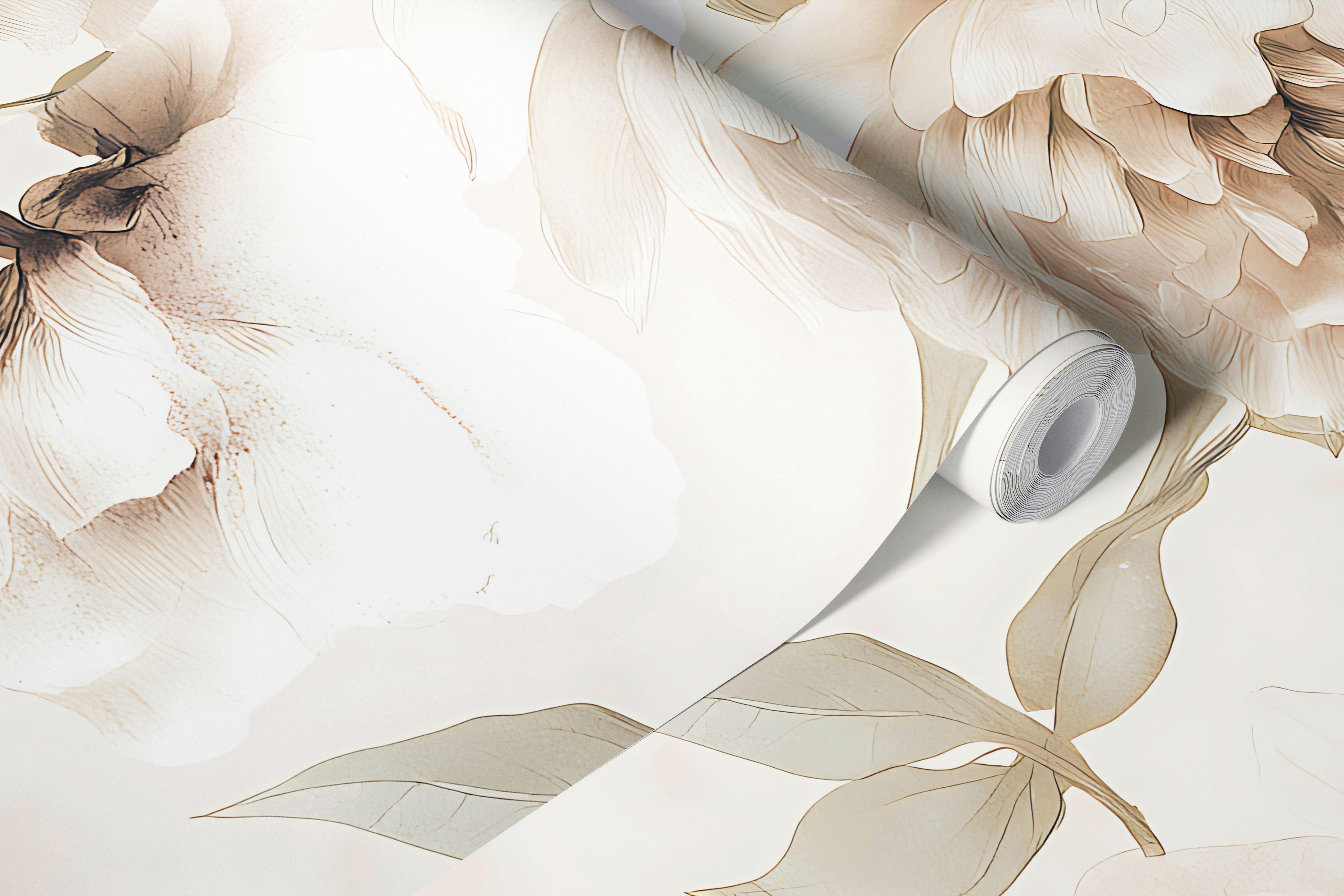 Soft Blush Peony Garden behang in een kamer