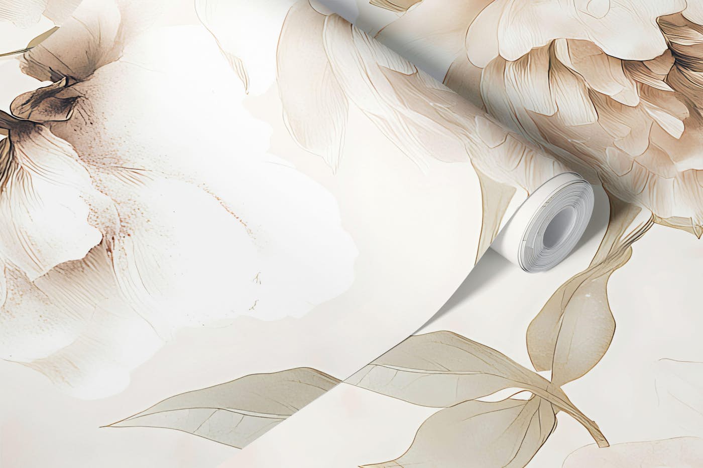Soft Blush Peony Garden wallpaper roll