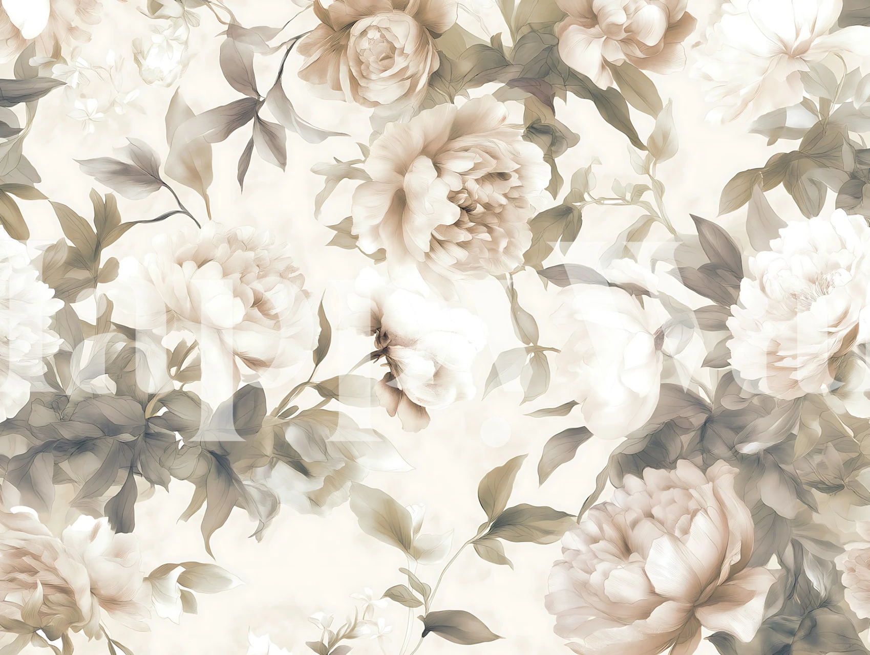 Soft Blush Peony Garden wallpaper in a room