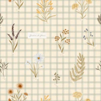 Jardin des Fleurs Wildflowers On Gingham wallpaper