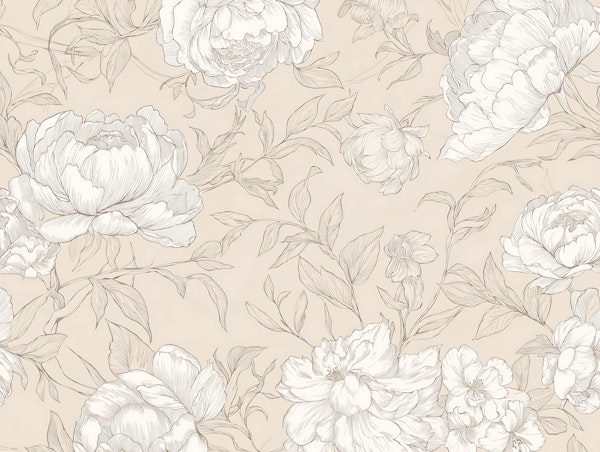 Vintage Peony Sketch Beige