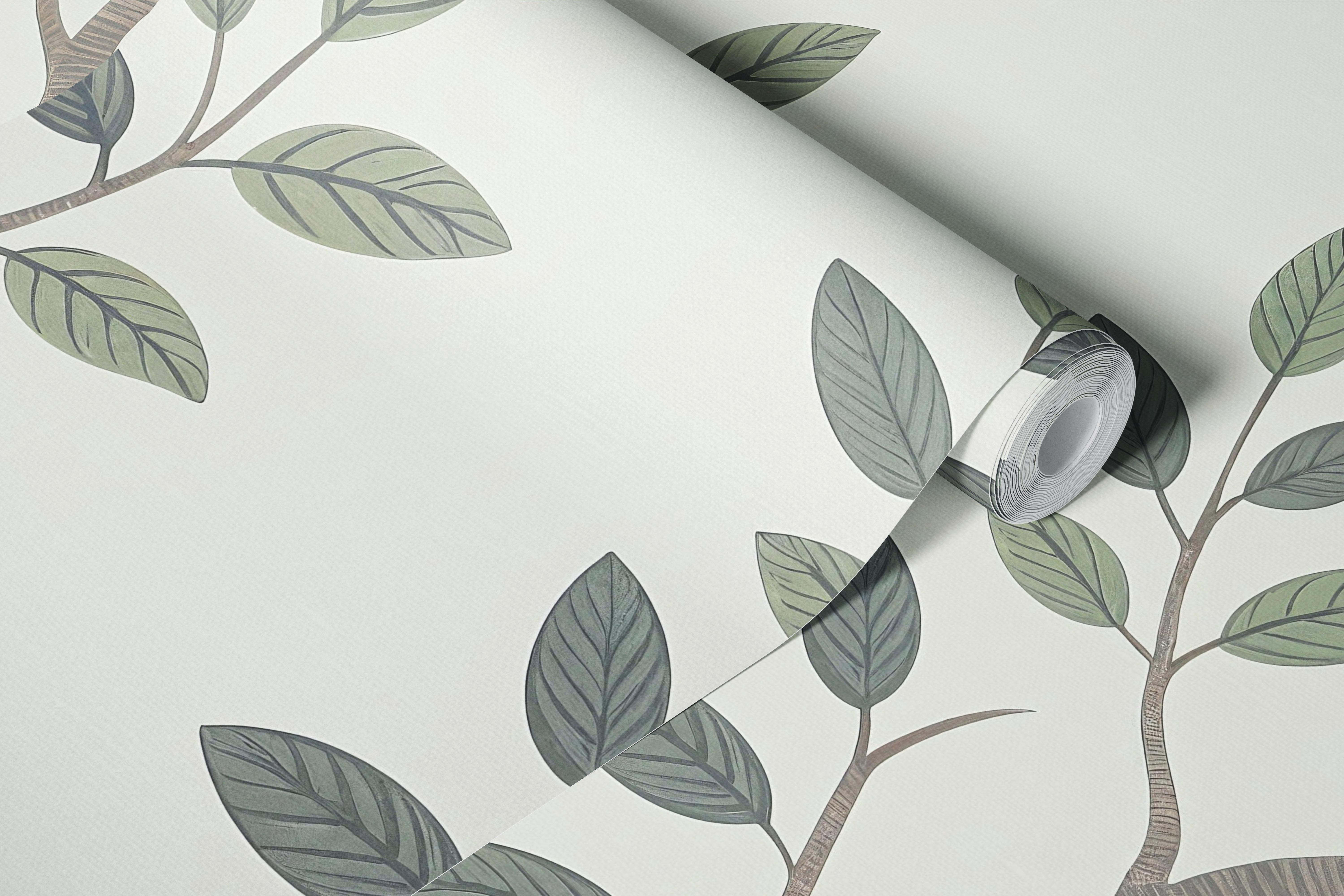 Vintage Bird Garden Blossoms wallpaper in a room
