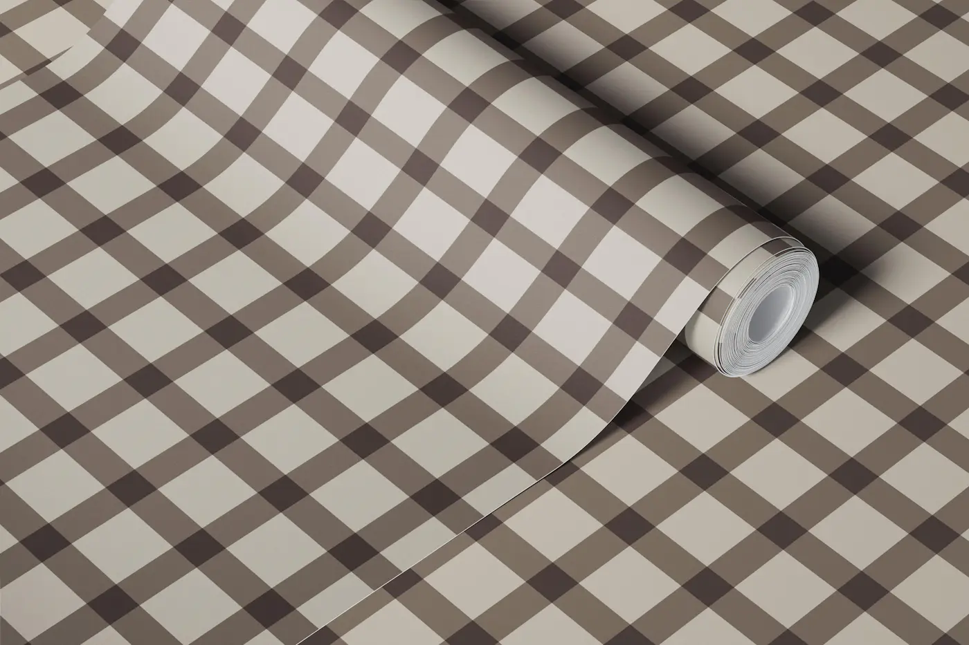 Mocha Cream Buffalo Check Small wallpaper roll
