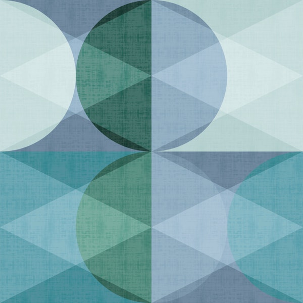 Art Deco Geo Circles Teal Sage