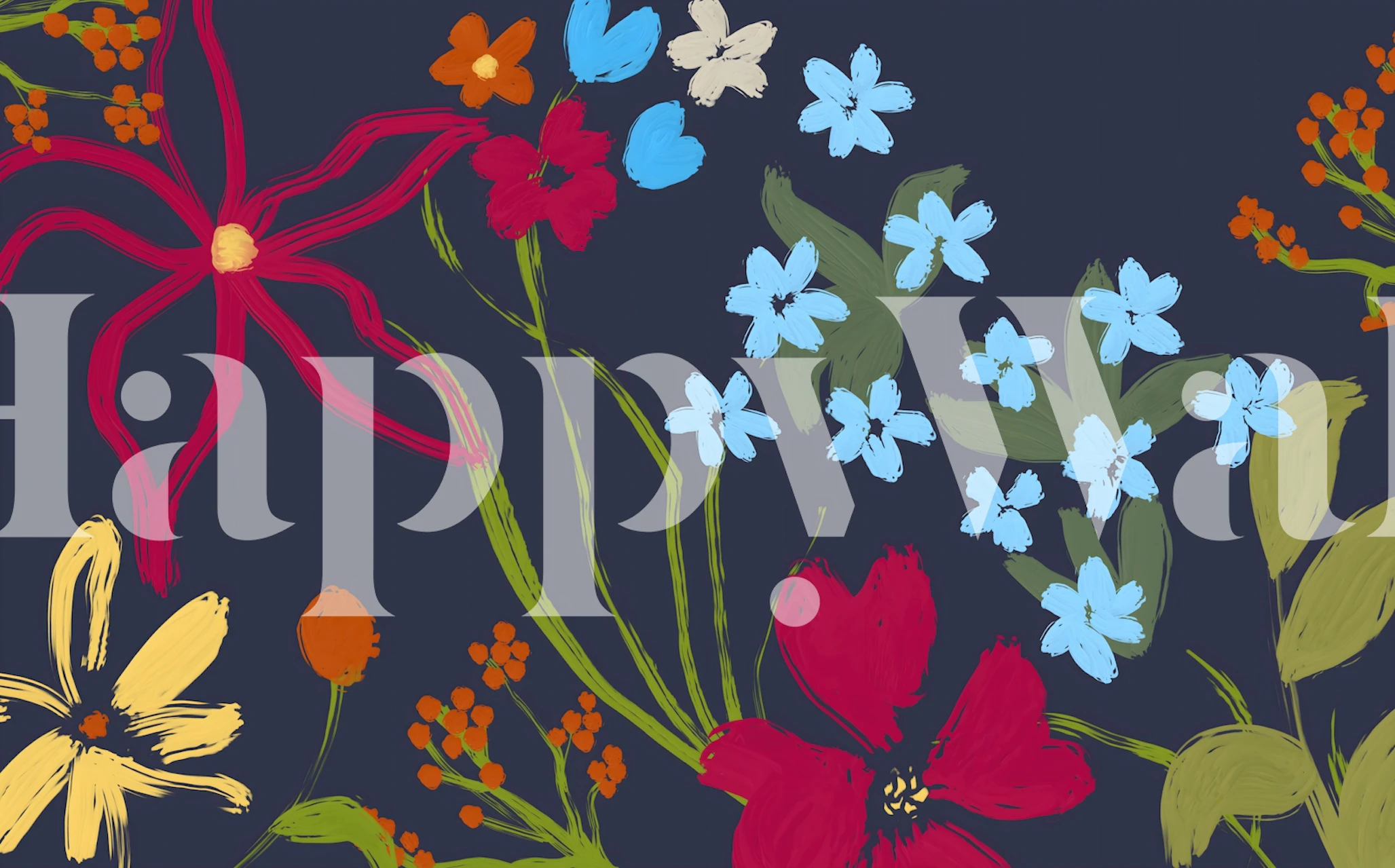 Dzīvespriecīgas botāniskās otas gleznojuma tapetes istabā