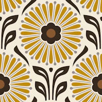 Retro Daisy Medallion in Yellow Brown - S wallpaper