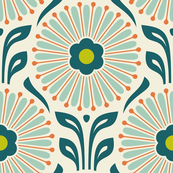 Retro Daisy Medallion in Teal - S
