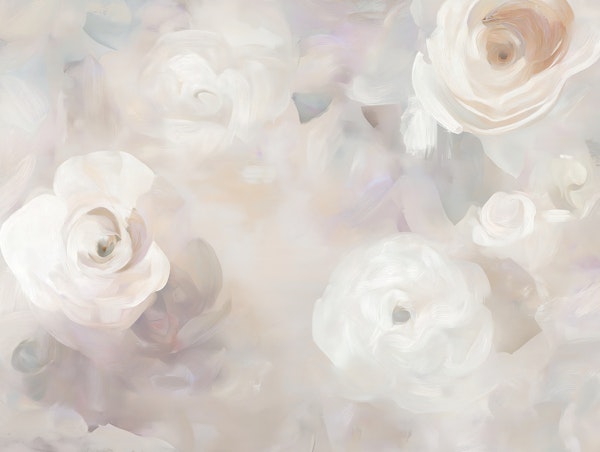 Soft White Roses Oil Paint