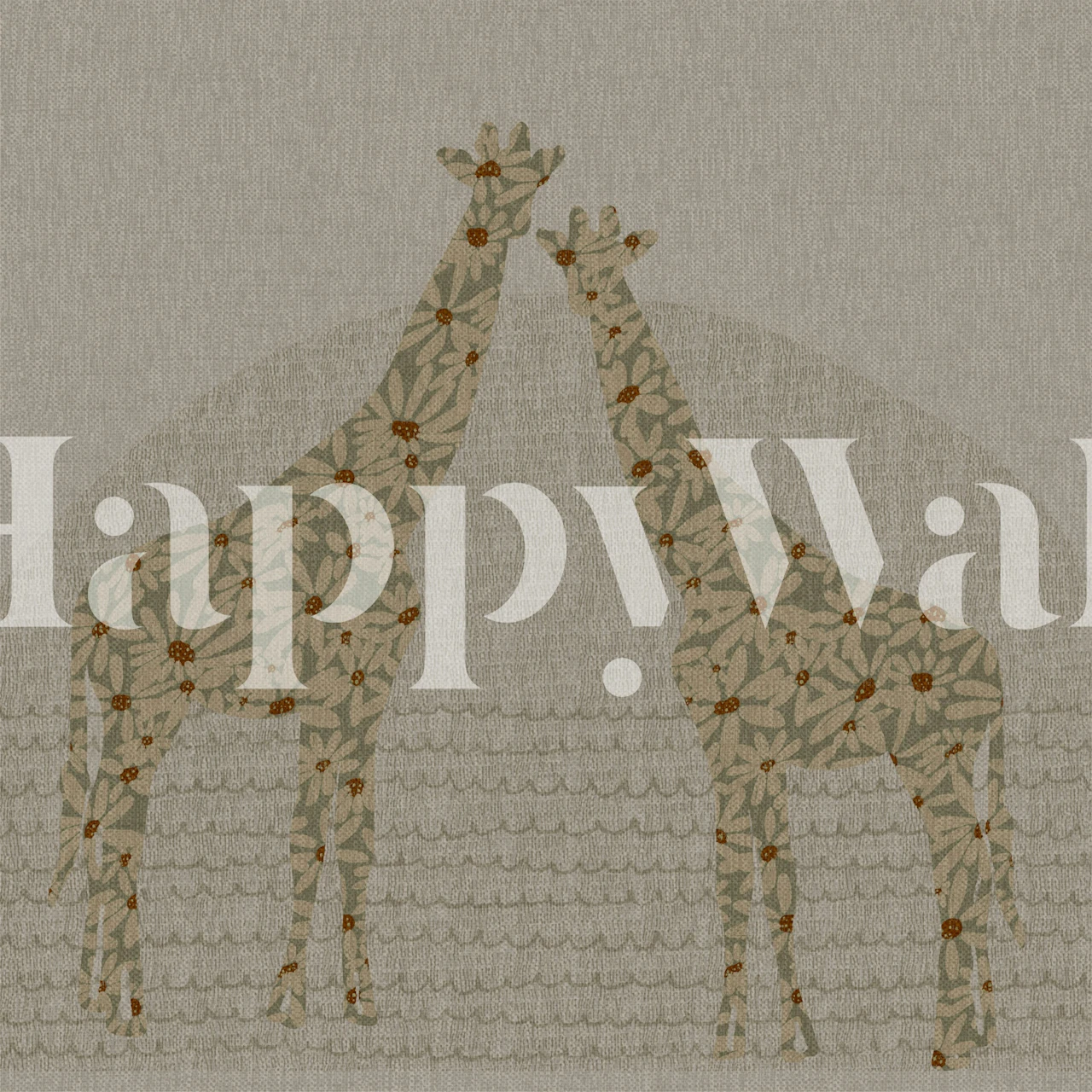 Papel pintado textura lino Boho Giraffes Linen Texture