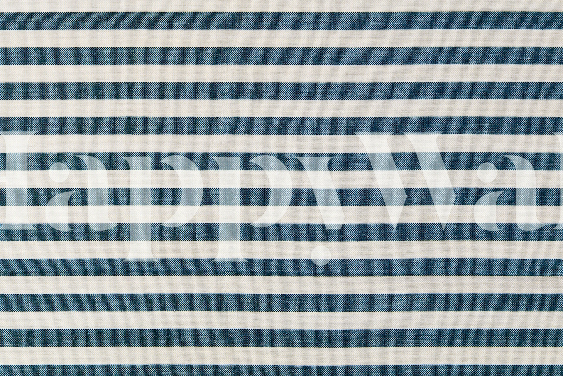Coastal navy stripe fabric texture wallpaper in a room