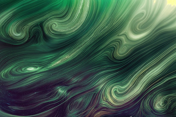 Deep Green Mural Fluid Waves Marble