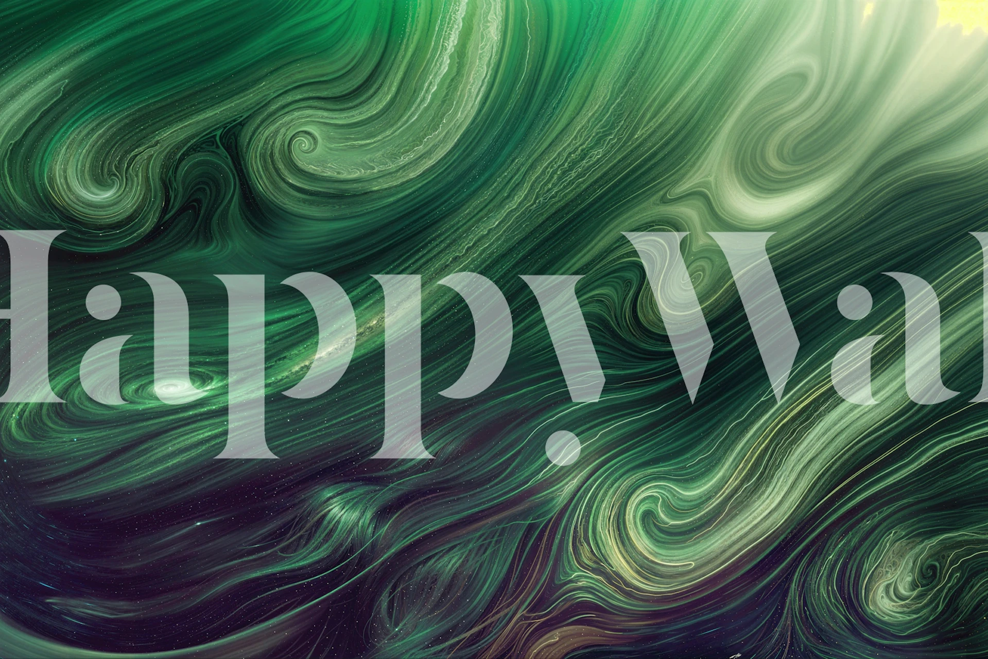 Deep Green Fluid Waves Marble wallpaper in a room