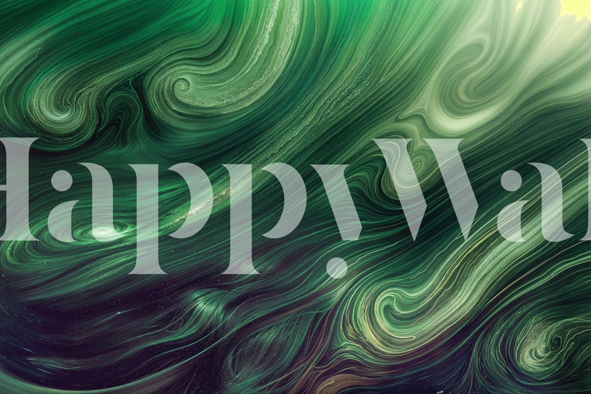 Deep Green Fluid Waves Marble tapet i ett rum