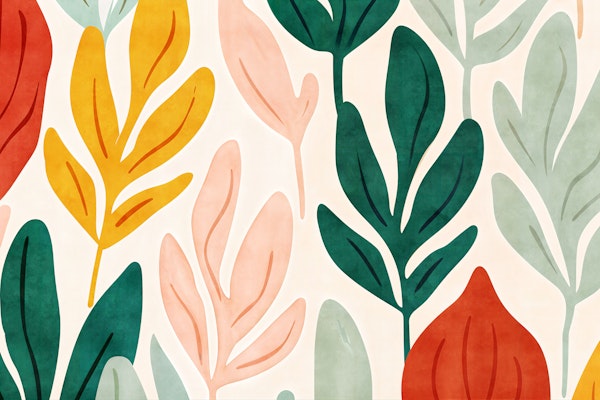 Scandi Botanical Leaves Mural Wall Paper