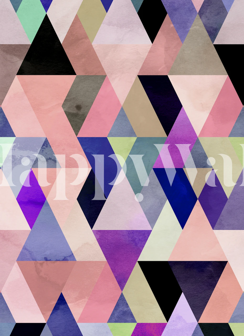 Geometric colour pattern wallpaper in a room