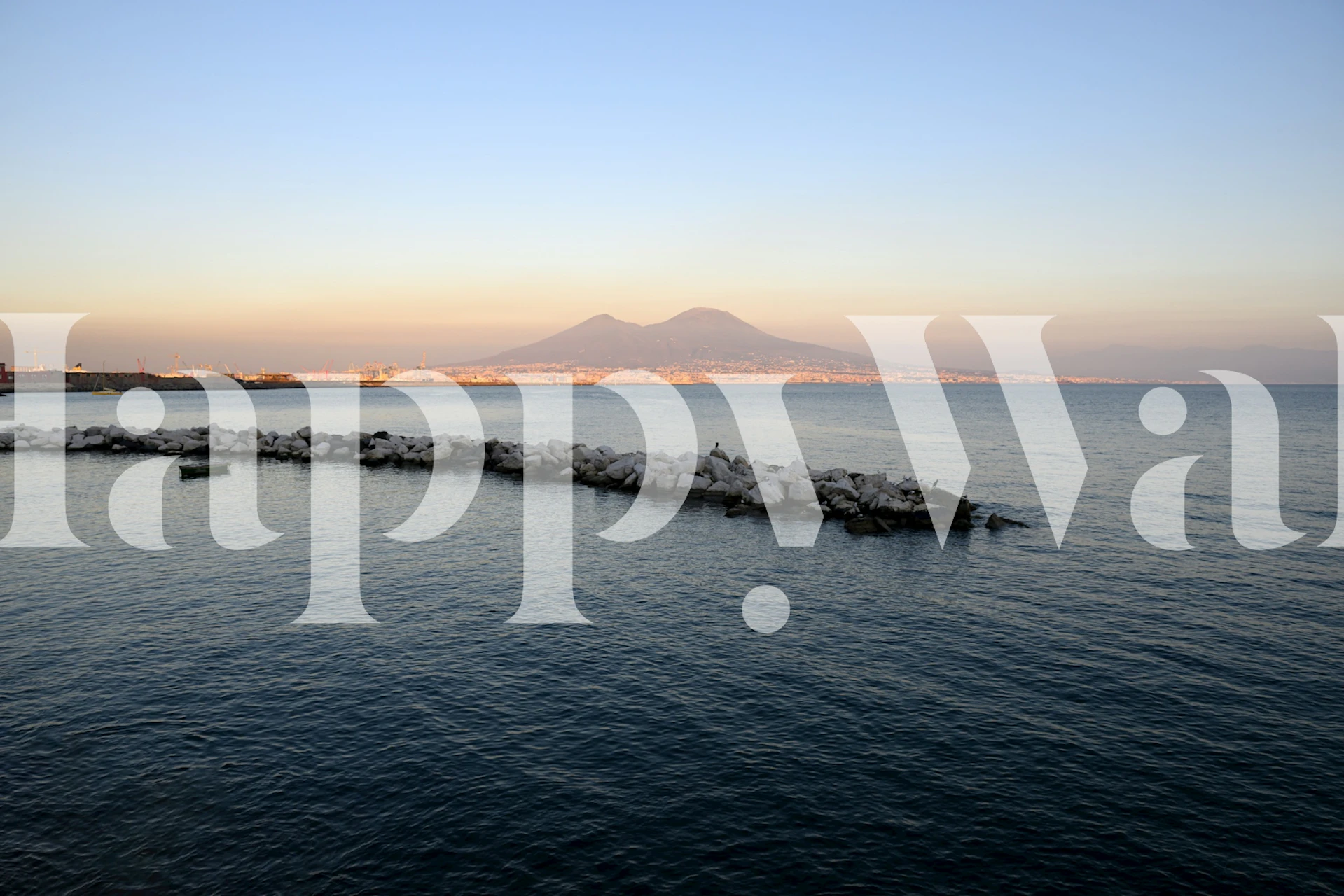 Pastel sunset wallpaper with Mount Vesuvius