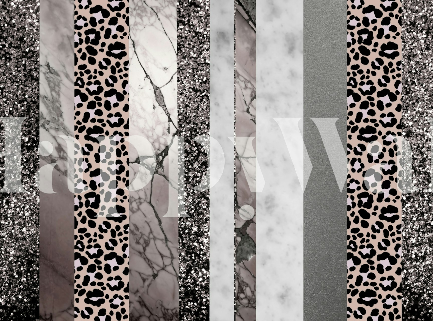 Leopard Marble Glitter Stripes Glam wallpaper in a room
