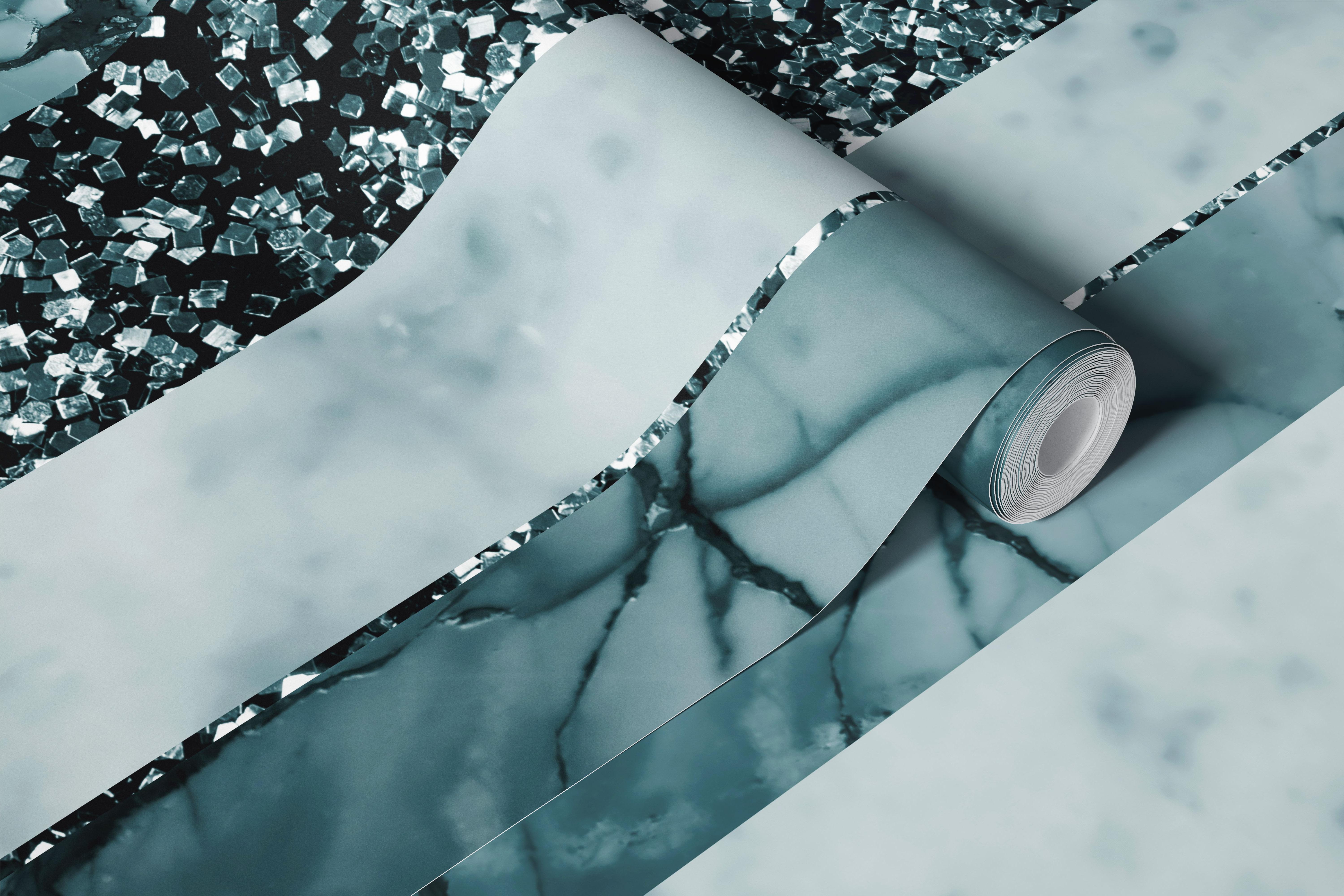 Leopard Marble Glitter Stripes Glam 2 Tapete in einem Raum