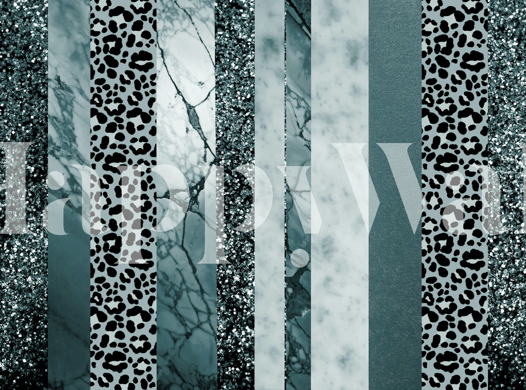 Leopard Marble Glitter Stripes Glam 2 Tapete in einem Raum