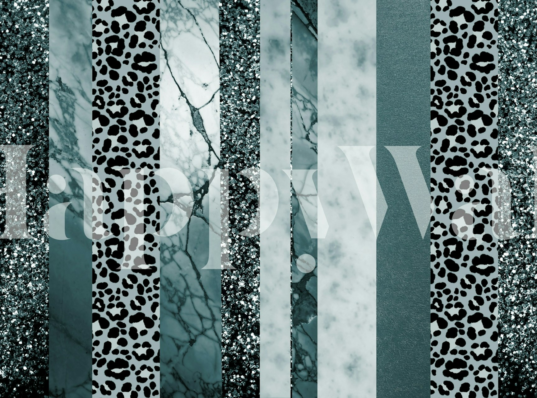 Leopard Marble Glitter Stripes Glam 2 Tapete in einem Raum