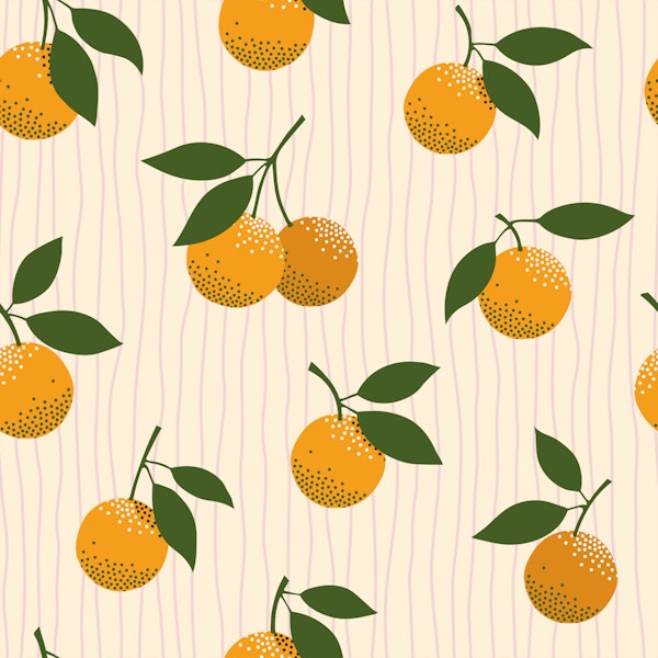 Mediterranean oranges on soft stripes cream