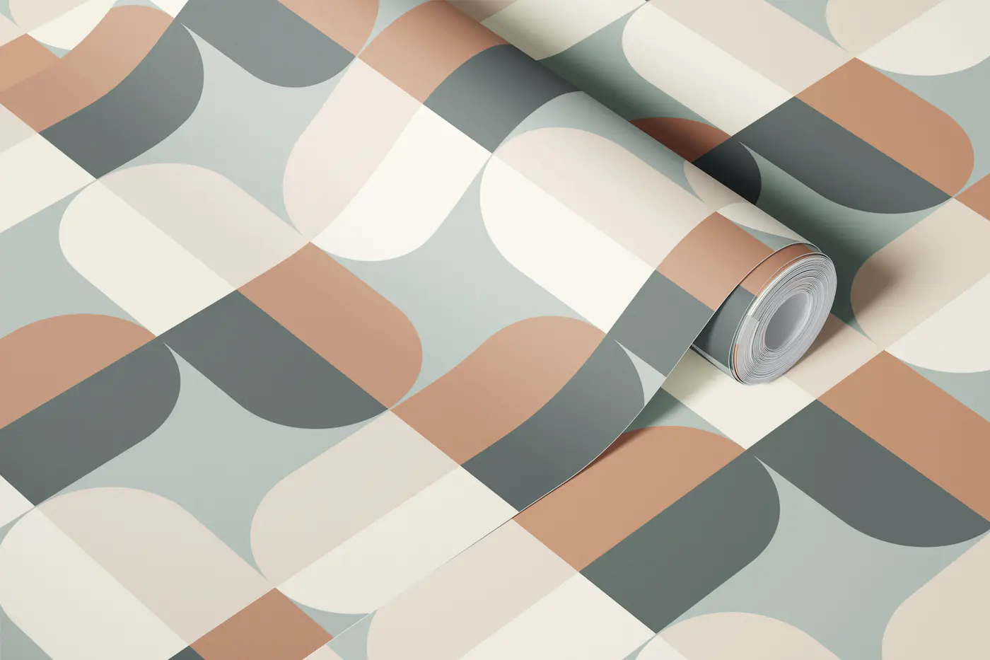 Abstract Arches Sage and Sand wallpaper roll