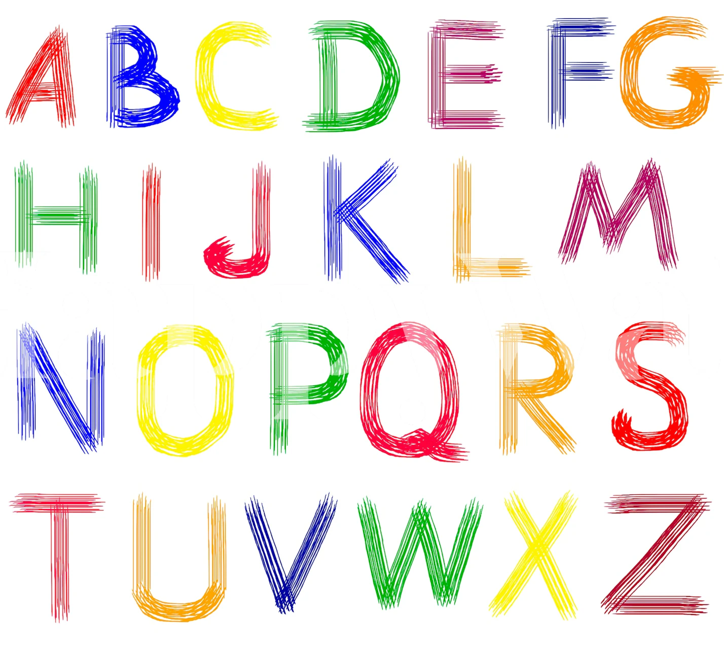 Playful hand-drawn alphabet wallpaper in a room