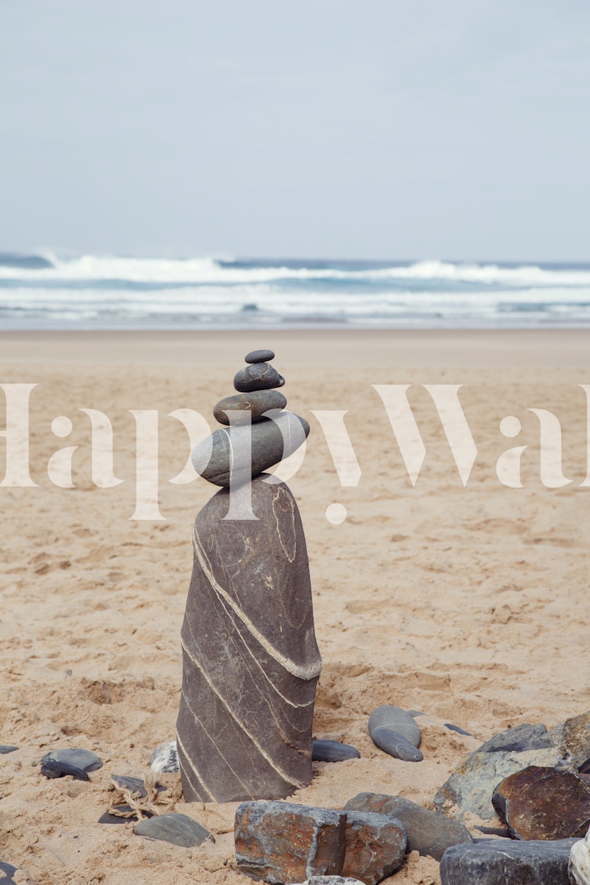 Land Art Pebble Stack wallpaper in a room