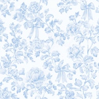 Blue Rococo Rose Toile with Bows wallpaper