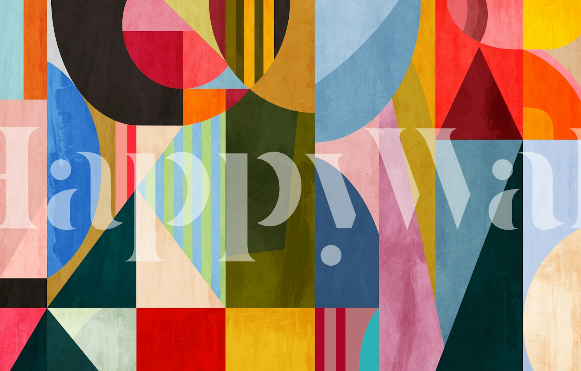 Mid Century Geometric Shapes wallpaper in a room