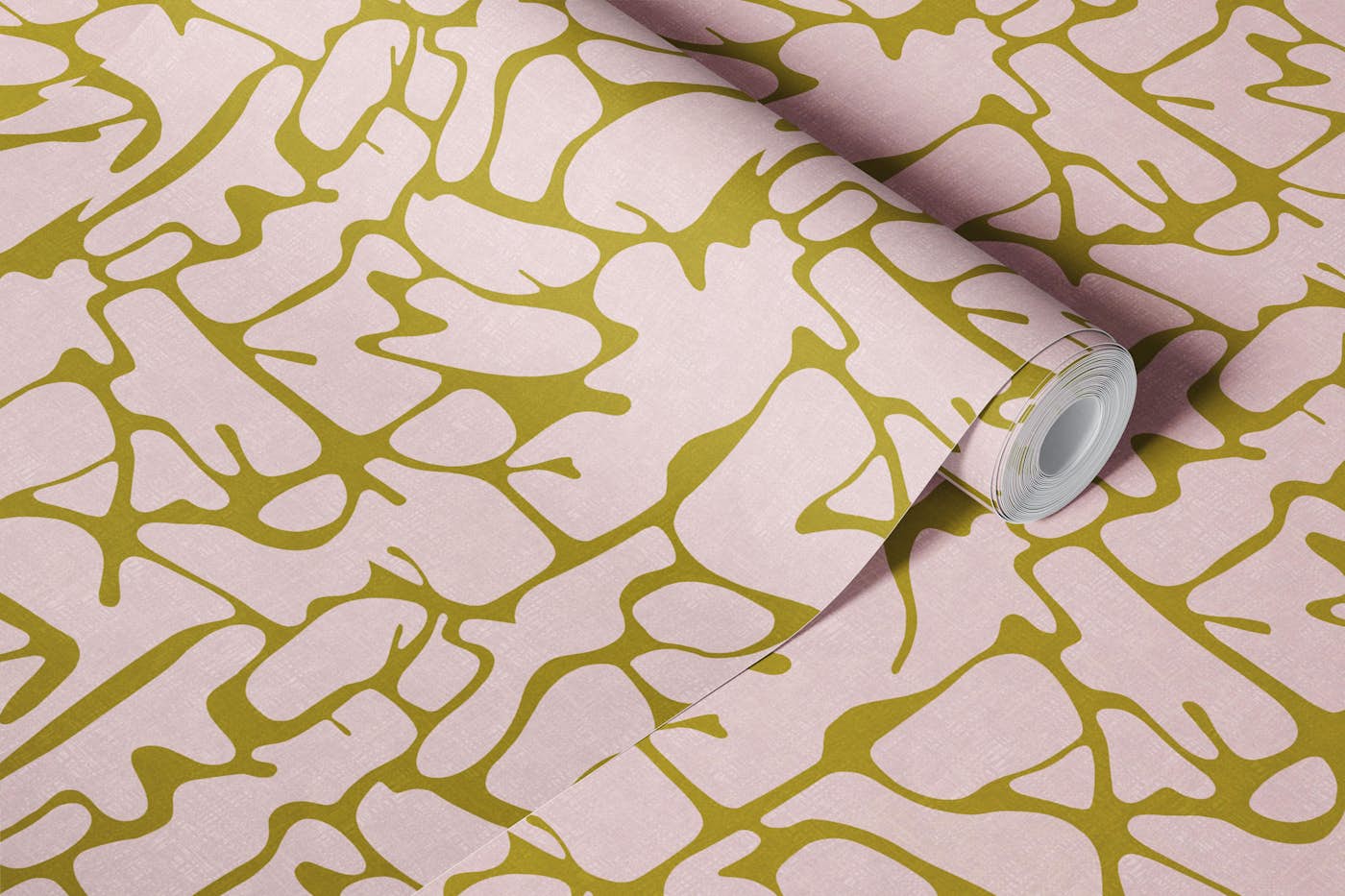 Olive Blush Stone Mosaic wallpaper roll