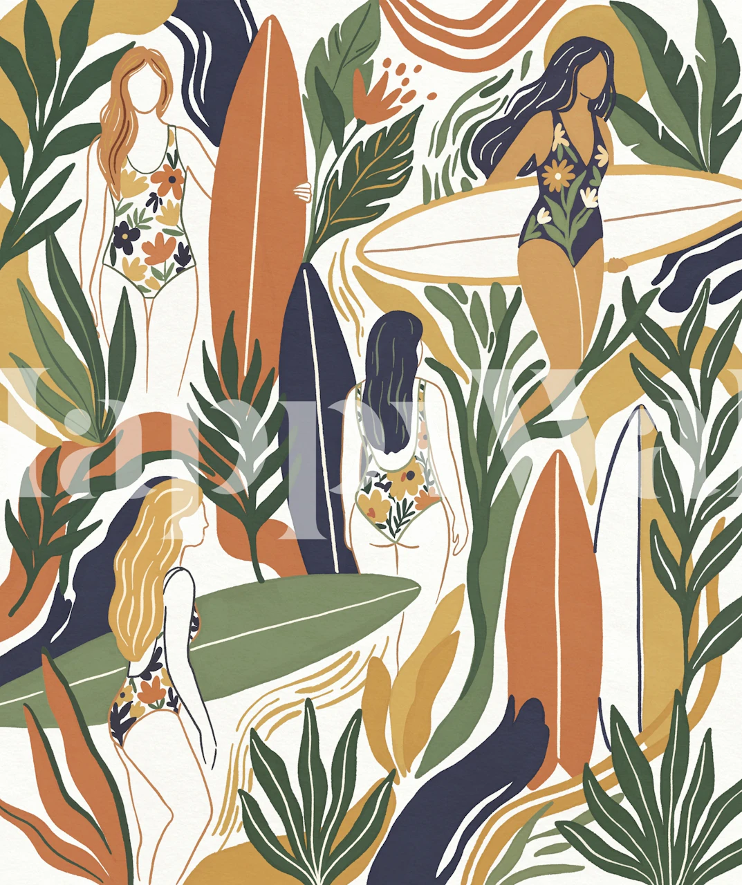 Retro Surf Club tapet i et rom