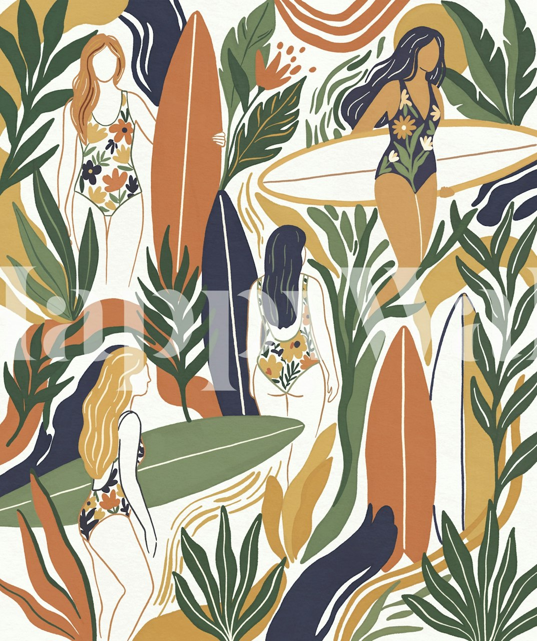 Retro Surf Club tapeta v pokoji