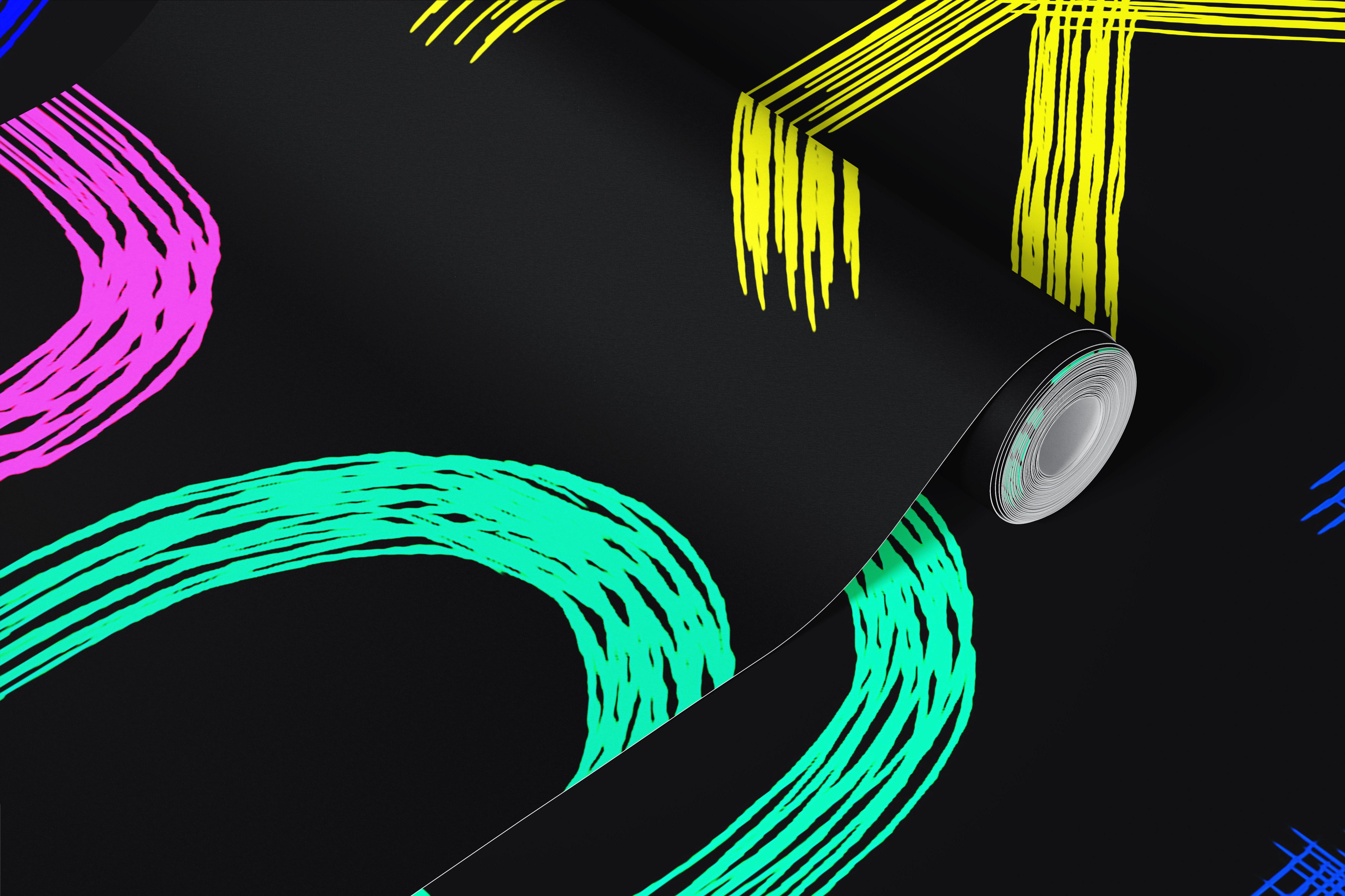 Glødende bogstaver på sort baggrund tapet