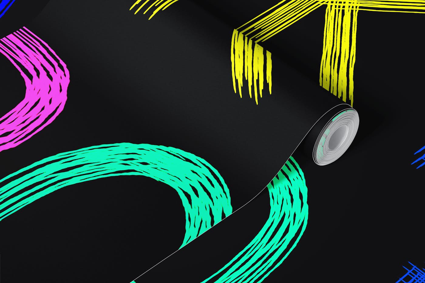 Glow Lettering Black Background wallpaper roll