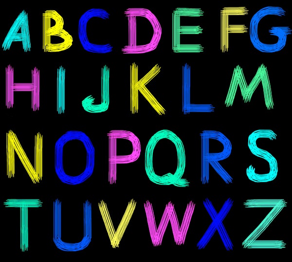 Glow Lettering Black Background