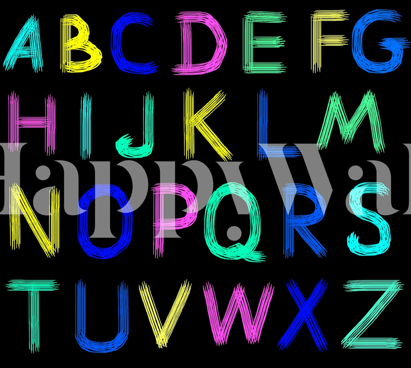 Glow Lettering Black Background tapet