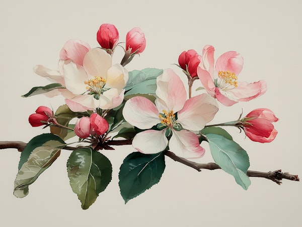 Spring Apple Blossom Watercolor