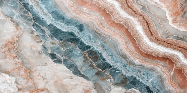 Teal and Coral Marble Waves