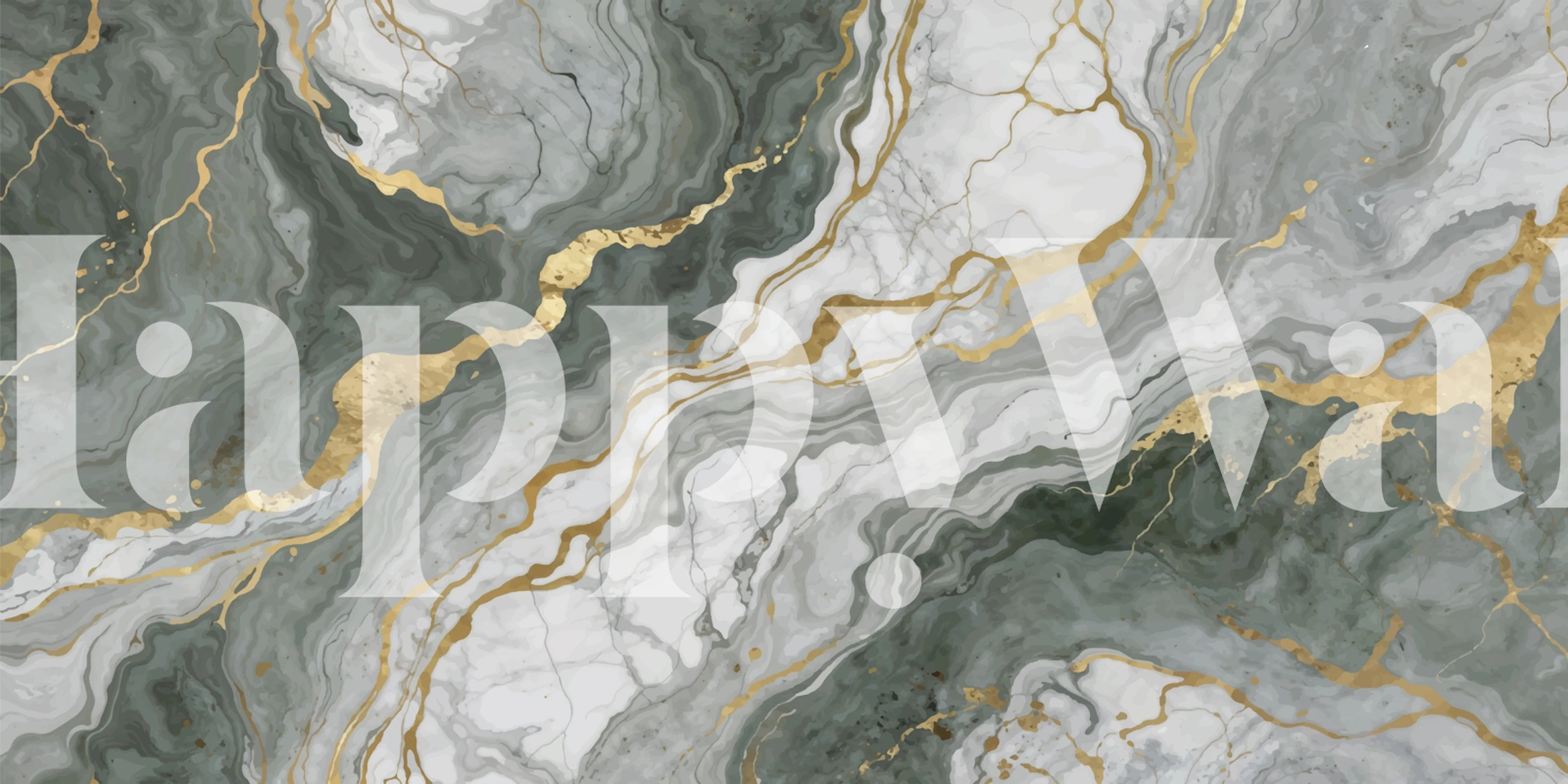 Grey and gold stone wallpaper in a room