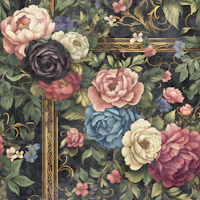 Victorian Roses Art Black Velvet wallpaper