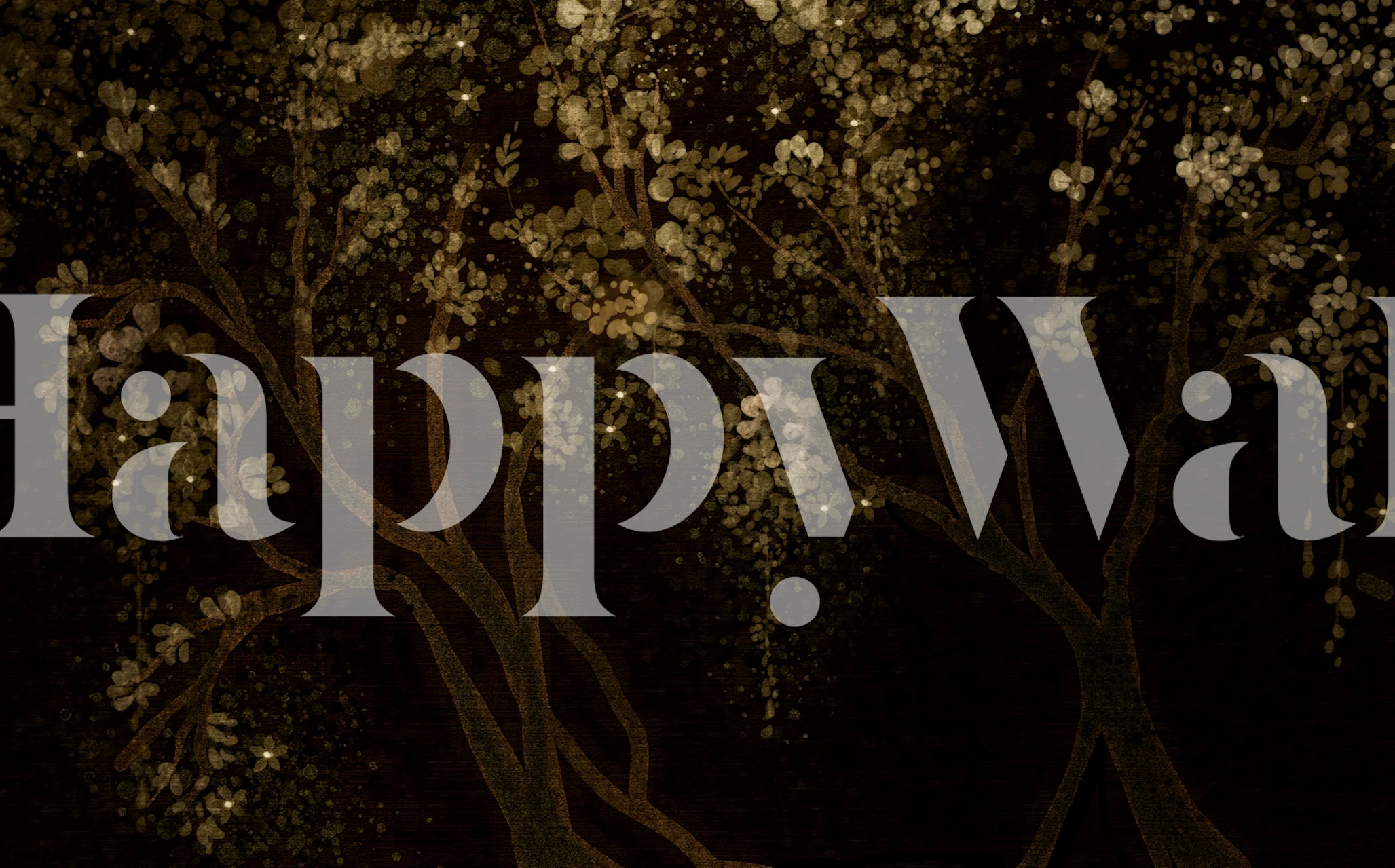 Dark Floral Gold Botanical wallpaper in a room